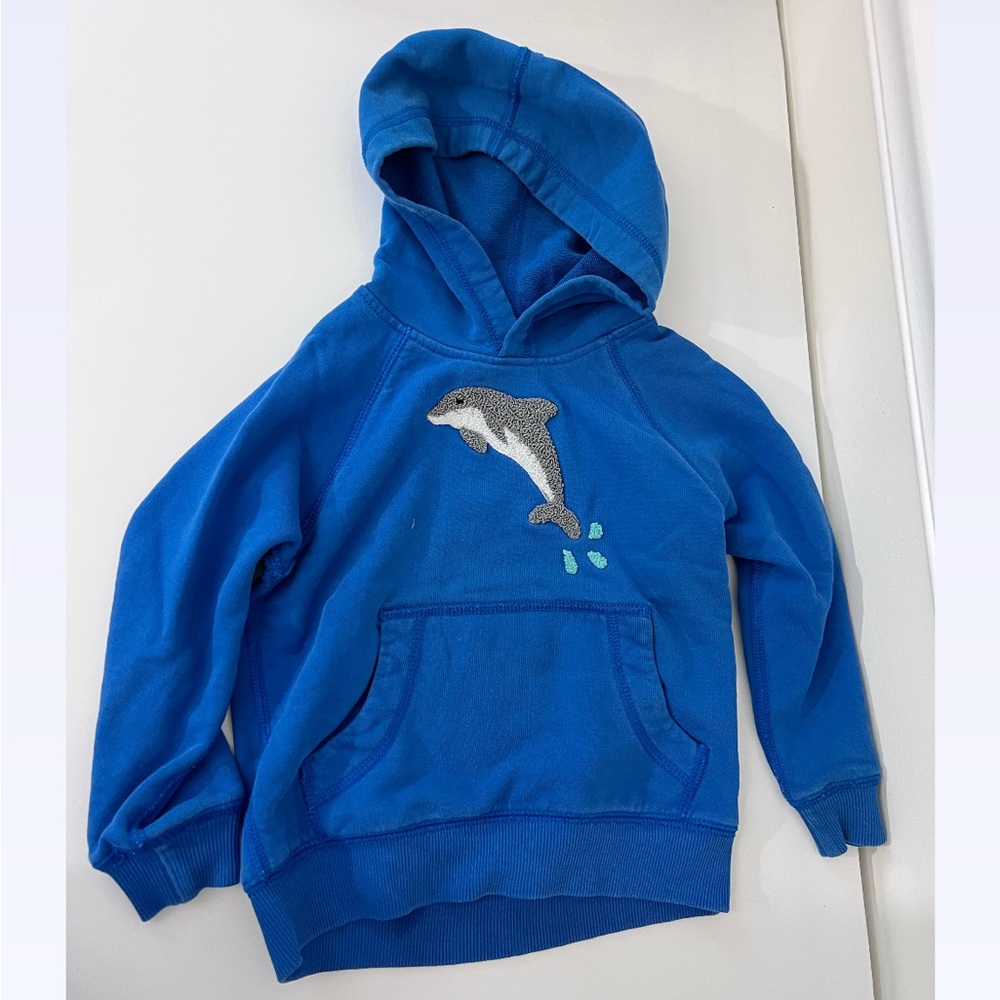 Hanna Andersson little boy dolphin blue sweatshirt hoodie